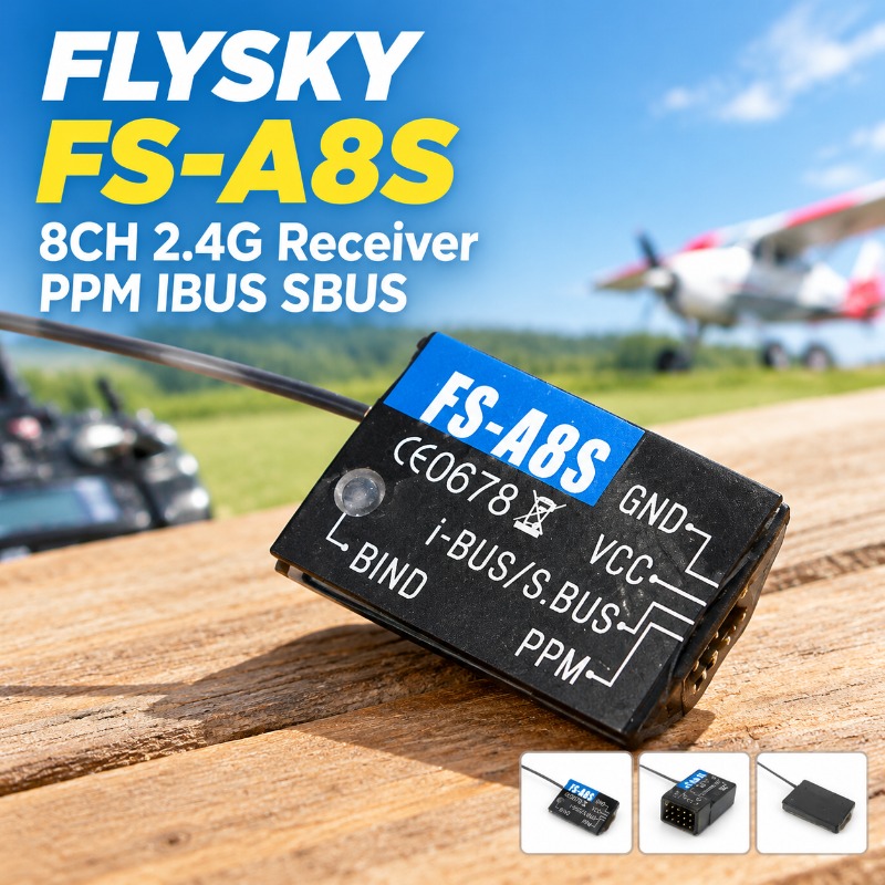 Drone Racing Receiver - FS-A8S 2.4G 8CH Mini RC-ontvanger, ondersteunt